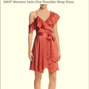 WAYF Satin 1-Shoulder Wrap Dress M